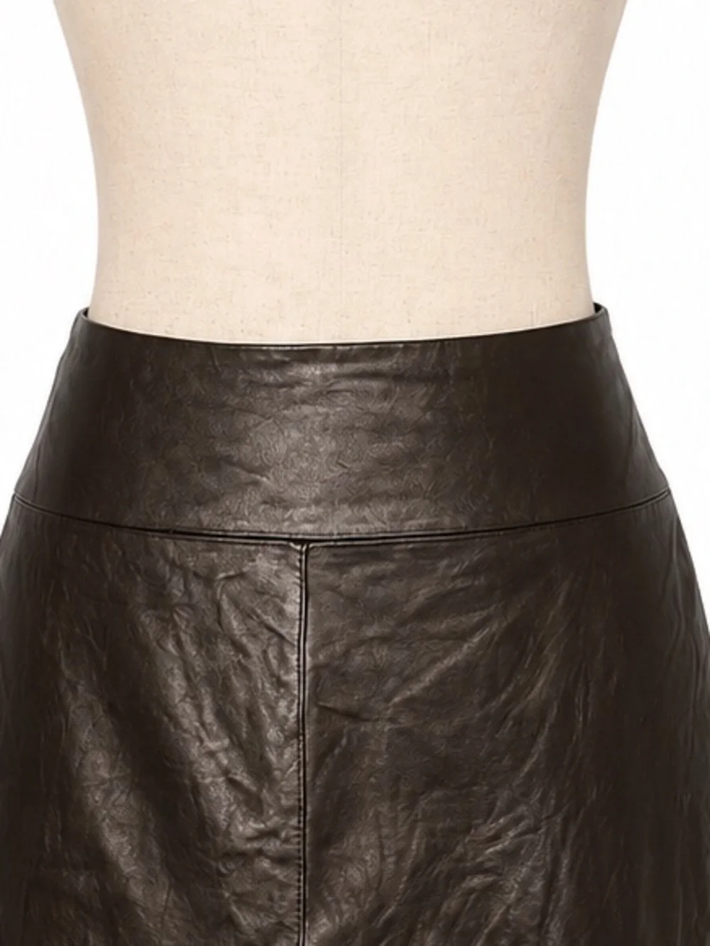 Jaclyn Smith Black Leather A-Line Skirt.